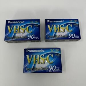 Lot of 3 Panasonic VHS-C 90 Minute Recording Video Tape‎ TC-30 Super High Grade